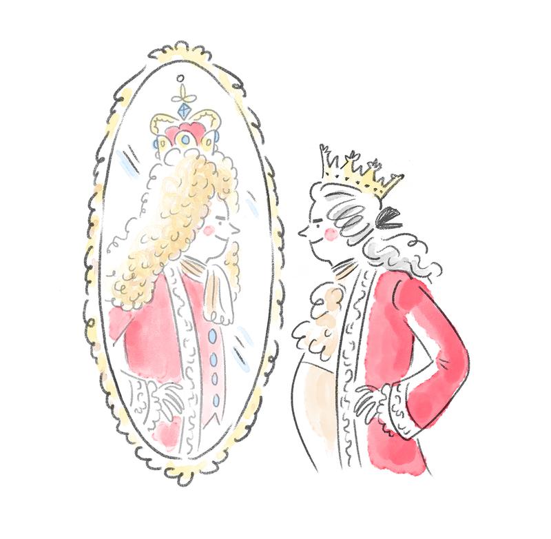 Illustration of Marquis looking at himself in mirror