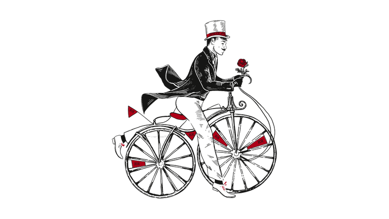 Illustration of Ronan on a push bike